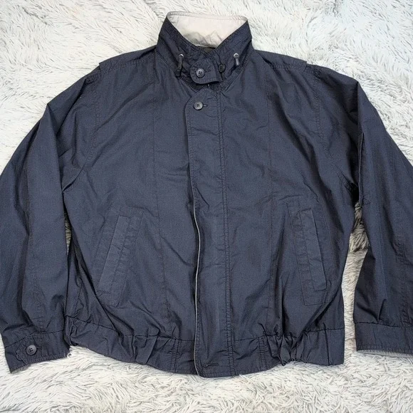 Vintage London Fog Jacket Mens Blue L Pockets Sport Zip Up Comfort Casual - Picture 1 of 13